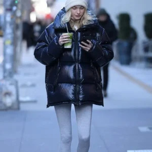 Elsa Hosk Street Style Oversized Puffer Jacket