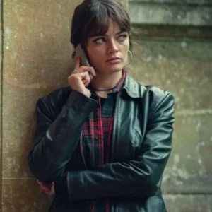 Sex Education Emma Mackey S4 Black Leather Jacket