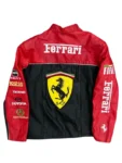 Ferrari Red Black Vintage Racing Leather Jacket