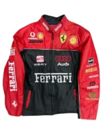 Ferrari Red Black Vintage Racing Leather Jacket