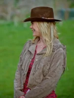 Finding Mr. Christmas Alison Sweeney Fringe Suede Jacket 2025