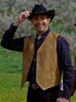 Jonathan Bennett Brown Leather Vest Finding Mr. Christmas
