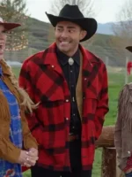 Jonathan Bennett Red Plaid Wool Jacket Finding Mr. Christmas