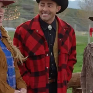 Jonathan Bennett Red Plaid Wool Jacket Finding Mr. Christmas