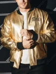 Formula 1 Las Vegas Grand Prix Gold Bomber Leather Jacket