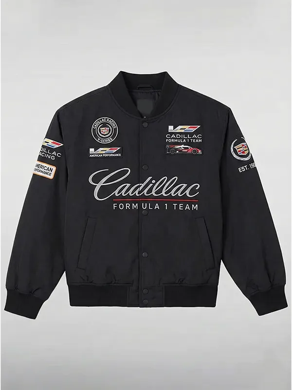 Formula 1 Cadillac Black Varsity Racing Jacket Formula 1 Cadillac Black Varsity Racing Jacket