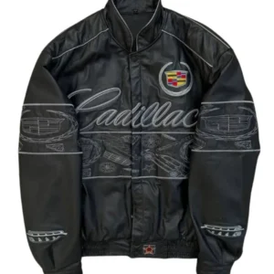 Cadillac Formula 1 Black Leather Jacket Unisex