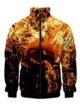 Halloween Fire Pumpkin Bomber Jacket