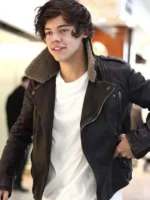 Harry Styles Shearling Red Biker Leather Jacket