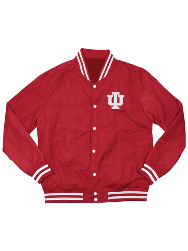 Indiana Hoosiers 2026 Crimson Script Red Bomber Jacket Indiana Hoosiers 2026 Crimson Script Red Bomber Jacket