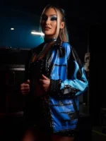 Izzi Dame Black Blue Leather Jacket WWE NXT - Image 2