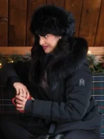 A Merry Little Ex-Mas Jameela Jamil Black Puffer Jacket - Image 3