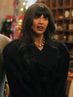A Merry Little Ex-Mas Jameela Jamil Black Wool Coat