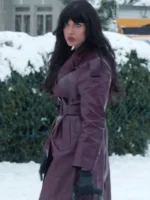 A Merry Little Ex-Mas Jameela Jamil Leather Coat 2025