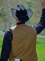 Jonathan Bennett Brown Leather Vest Finding Mr. Christmas - Image 2