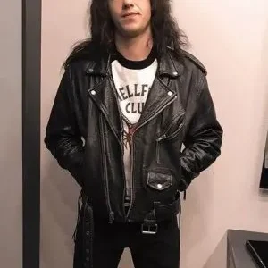 Stranger Things Joseph Quinn Black Leather Jacket