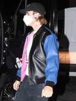 Justin Bieber Tricolor Leather Bomber Jacket