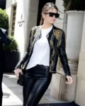 Kendall Jenner Studded Black Leather Jacket