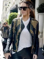 Kendall Jenner Studded Black Leather Jacket