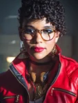 Alexandra Shipp Red Leather Biker Jacket for Women