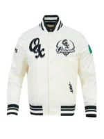 Oaxaca Warriors Cream Satin Varsity Jacket Unisex