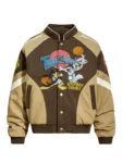 Looney Tunes Vintage Brown Thick Varsity Jacket