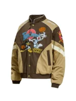 Looney Tunes Vintage Brown Thick Varsity Jacket
