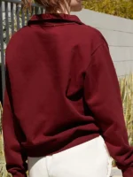 Dominique Perry Burgundy Fleece Jacket 2025 Movie - Image 3