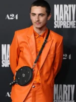 Marty Supreme Orange Leather Blazer 2025