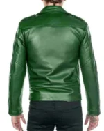 Men’s Biker Shiny Green Leather Jacket
