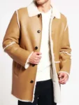 Mens Shearling Coat Tan Brown
