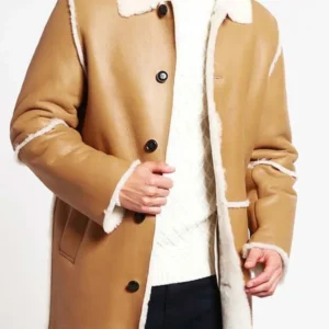 Mens Shearling Coat Tan Brown