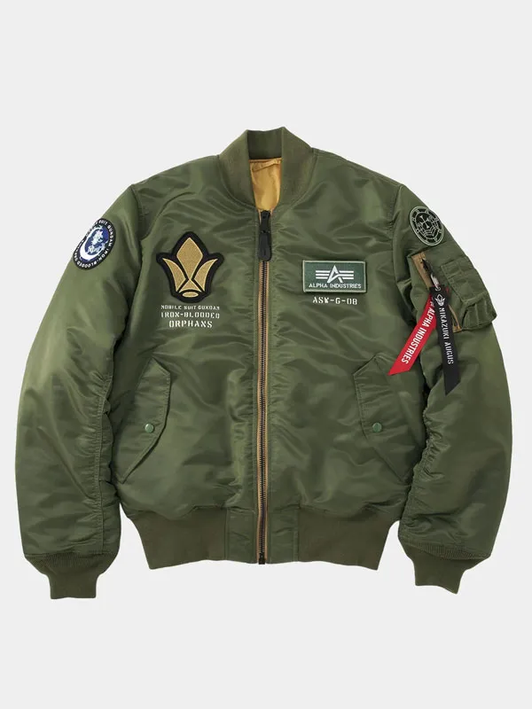 Mikazuki Augus Gundam Green MA-1 Bomber Jacket Mikazuki Augus Gundam Green MA-1 Bomber Jacket