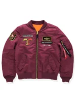 Judau Ashta Gundam ZZ Burgundy MA-1 Bomber Jacket - Image 2