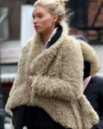 Elsa Hosk Sheep-Look Faux Fur Jacket