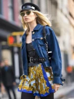 Elsa Hosk Street Style Denim Jacket