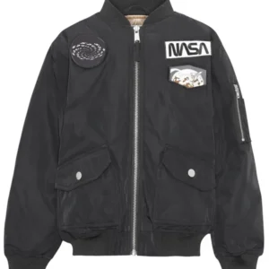 NASA Heath Black Flight Bomber Jacket
