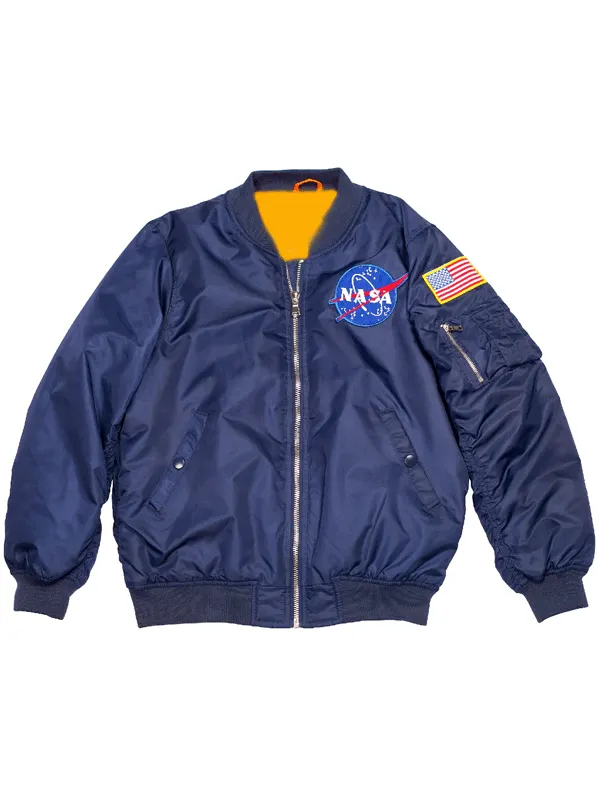 NASA Navy Blue MA-1 Flight Bomber Jacket NASA Navy Blue MA-1 Flight Bomber Jacket