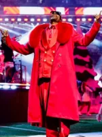Snoop Dogg NFL Christmas Day Red Fur Trench Coat