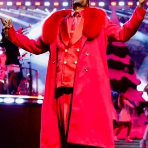 Snoop Dogg NFL Christmas Day Red Fur Trench Coat