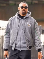 Jalen Hurts Eagles Grey Starter Bomber Jacket - Image 2