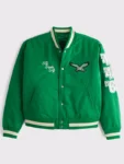Philadelphia Eagles 2025 Green Satin Varsity Jacket