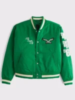 Philadelphia Eagles 2025 Green Satin Varsity Jacket