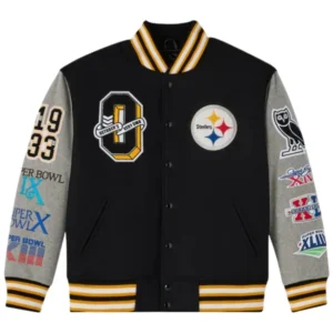NFL Pittsburgh Steelers Black Wool Varsity Jacket