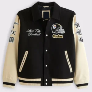Pittsburgh Steelers Black & Cream Varsity Jacket