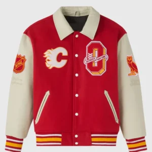 Calgary Flames 2025 Red Wool Varsity Jacket