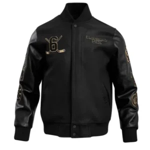 NHL Original Six Black Wool Varsity Jacket