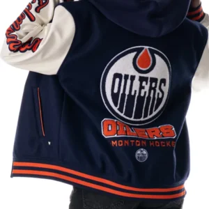 Edmonton Oilers Blue Varsity Coach’s Jacket