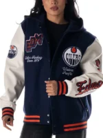 Edmonton Oilers Blue Varsity Coach’s Jacket