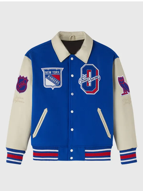New York Rangers Blue Varsity Jacket NHL 2025 New York Rangers Blue Varsity Jacket NHL 2025